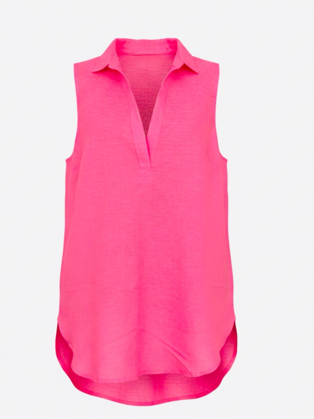 J. Crew Linen cotton blend Sleeveless V-Collared Tank - Hot Pink